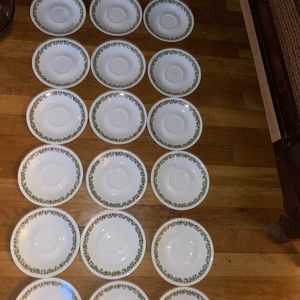 Vtg (18)Corelle CORNING SPRING BLOSSOM Green CRAZY DAISY 6.25" Saucer Plates Q18